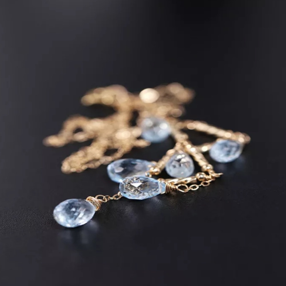 Handmade Natural Topaz Droplet Dainty Necklace - Picture 8 of 11